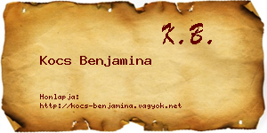 Kocs Benjamina névjegykártya